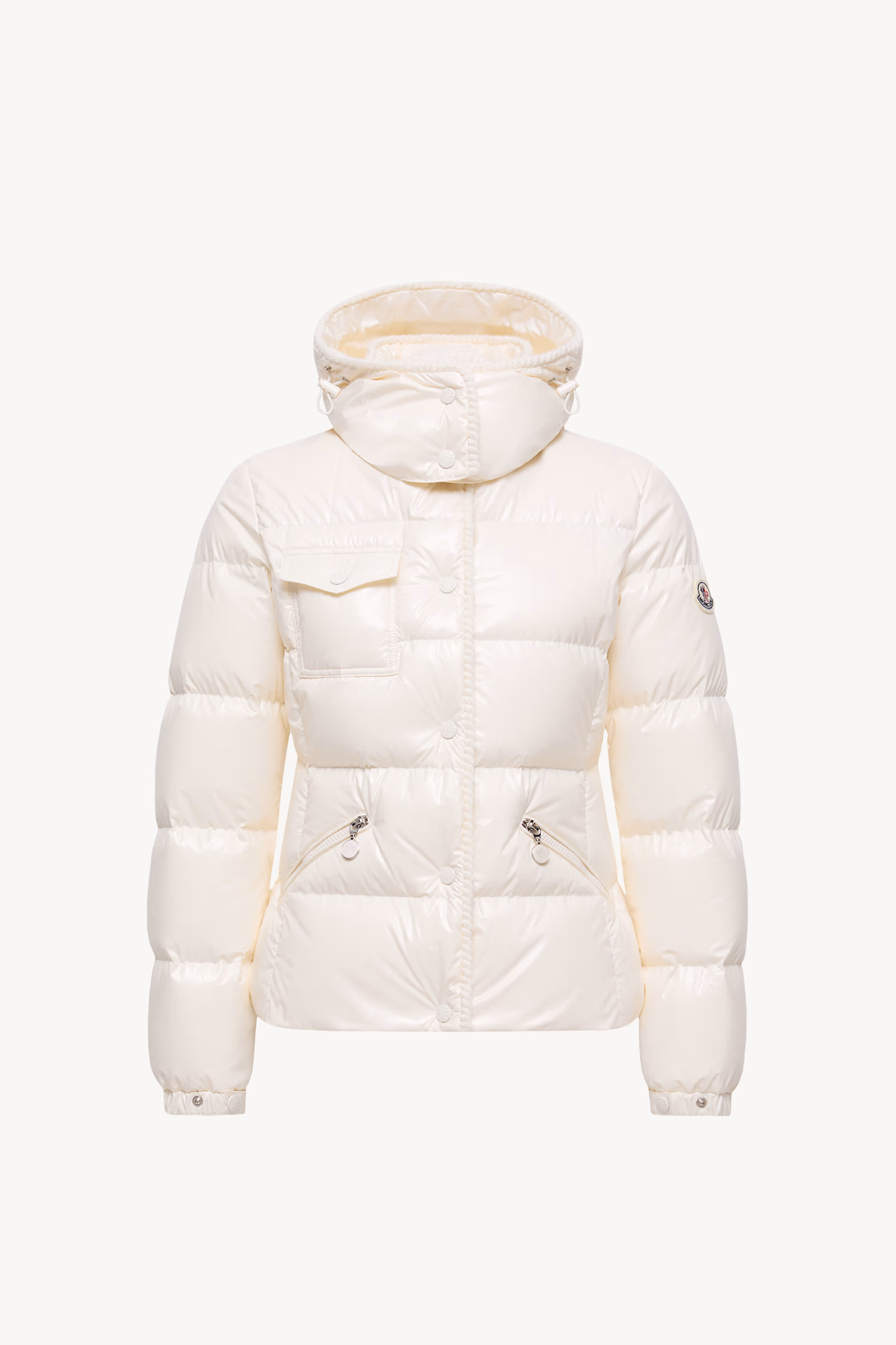 Glareins Braided Trim Hooded Short Down Jacket Women White Moncler 2